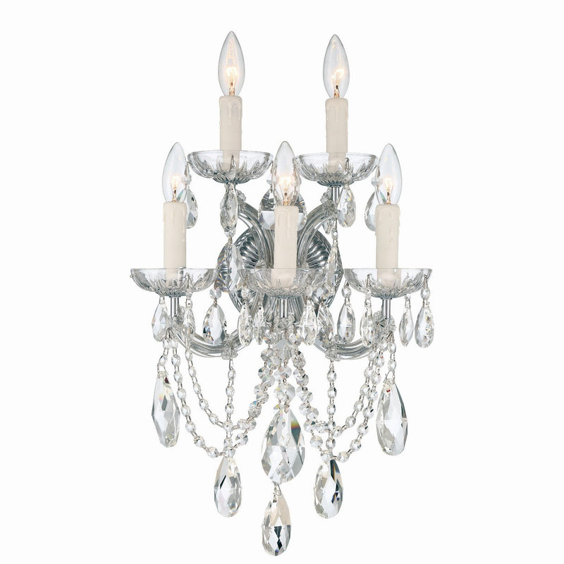 Crystorama - 4425-CH-CL-MWP - Five Light Wall Sconce - Maria Theresa - Polished Chrome