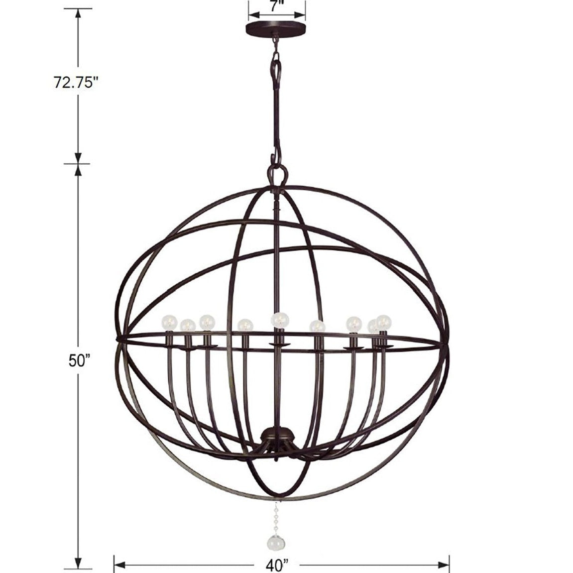 Crystorama - 9229-EB - Nine Light Chandelier - Solaris - English Bronze