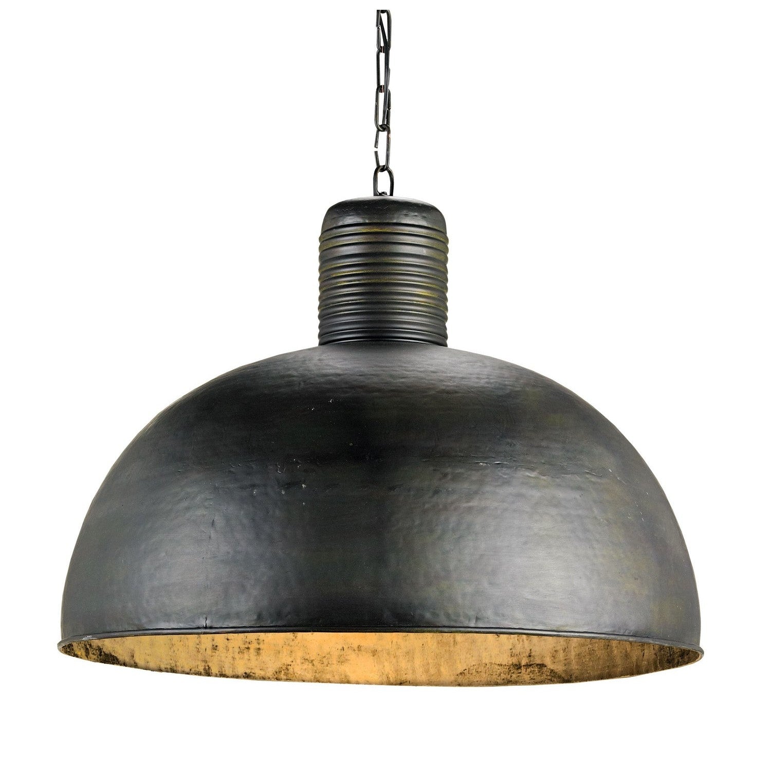 Currey and Company - 9781 - One Light Pendant - Saga Black Pendant - Dark Blackened Steel