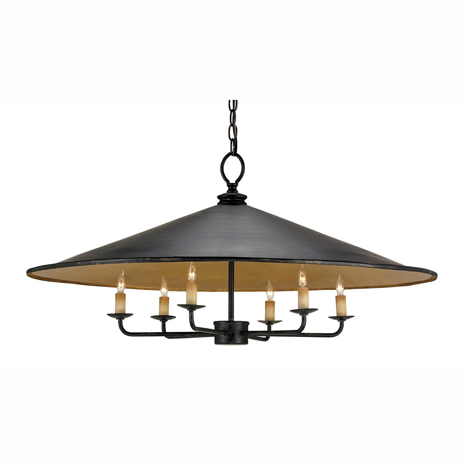 Currey and Company - 9873 - Six Light Chandelier - Brussels Black Chandelier - French Black/Contemporary Gold