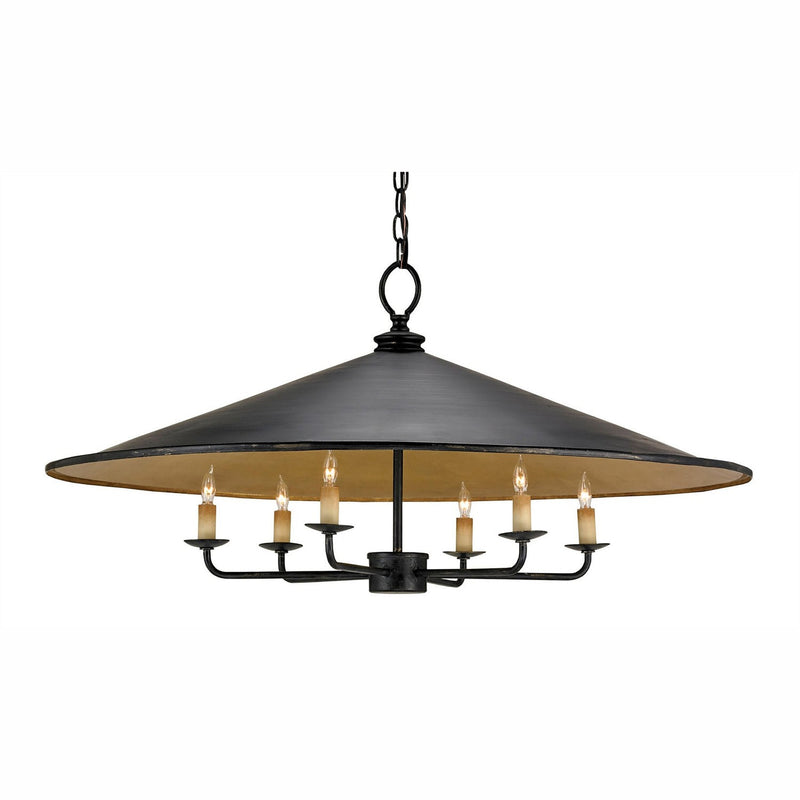 Currey and Company - 9873 - Six Light Chandelier - Brussels Black Chandelier - French Black/Contemporary Gold