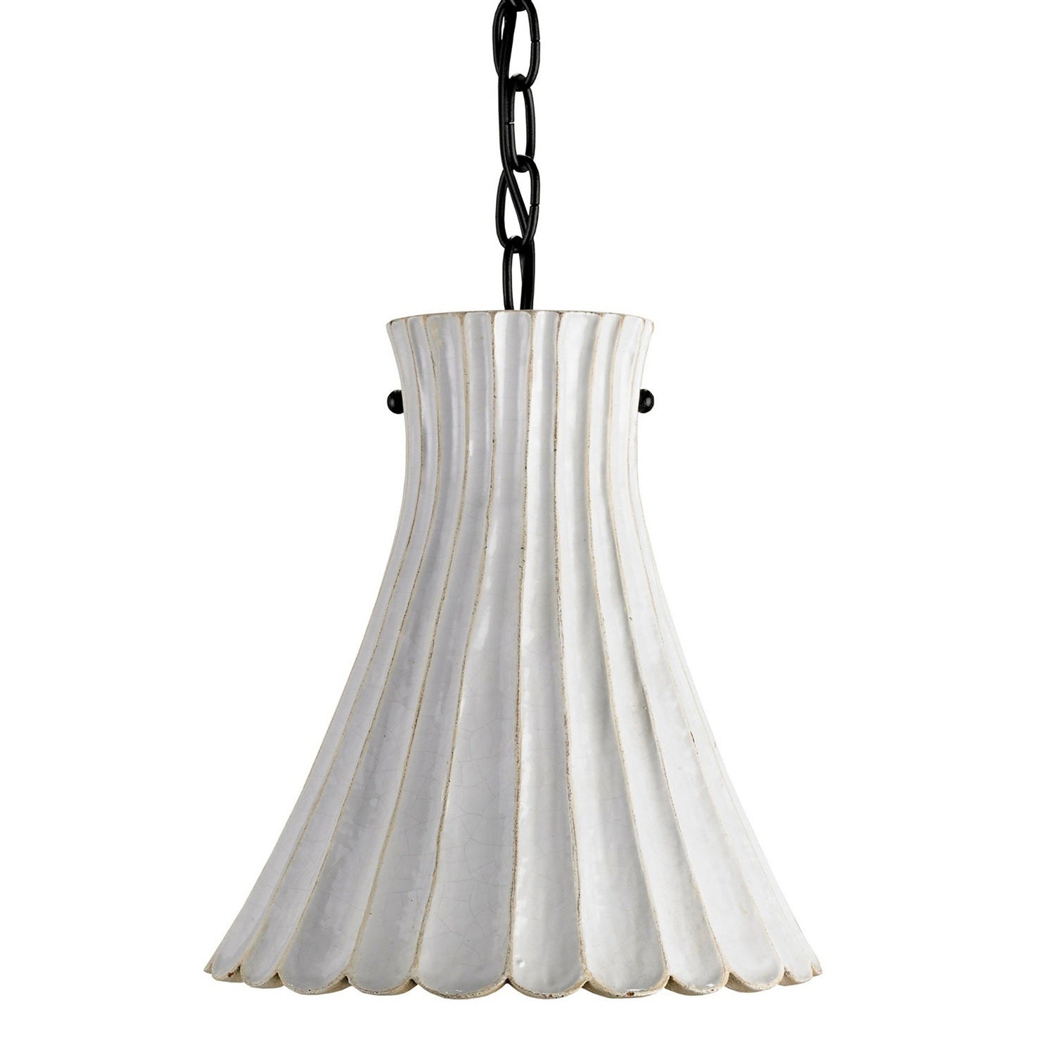 Currey and Company - 9901 - One Light Pendant - Jazz White Pendant - Satin Black/White Crackle
