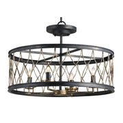 Currey and Company - 9902 - Four Light Pendant - Crisscross Collection - French Black/Pyrite Bronze