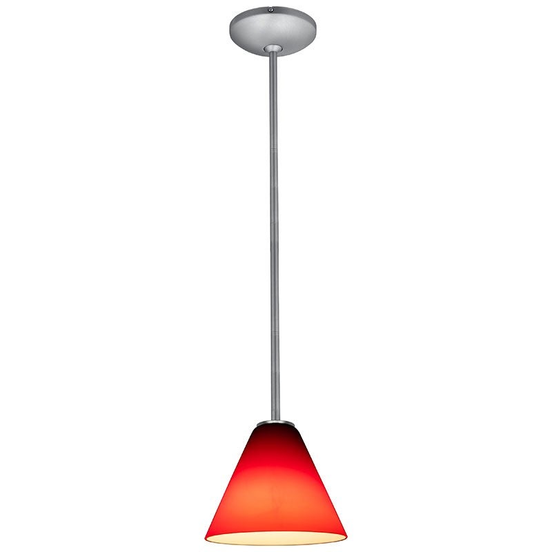 Access - 28004-1R-BS/RED - One Light Pendant - Martini - Brushed Steel