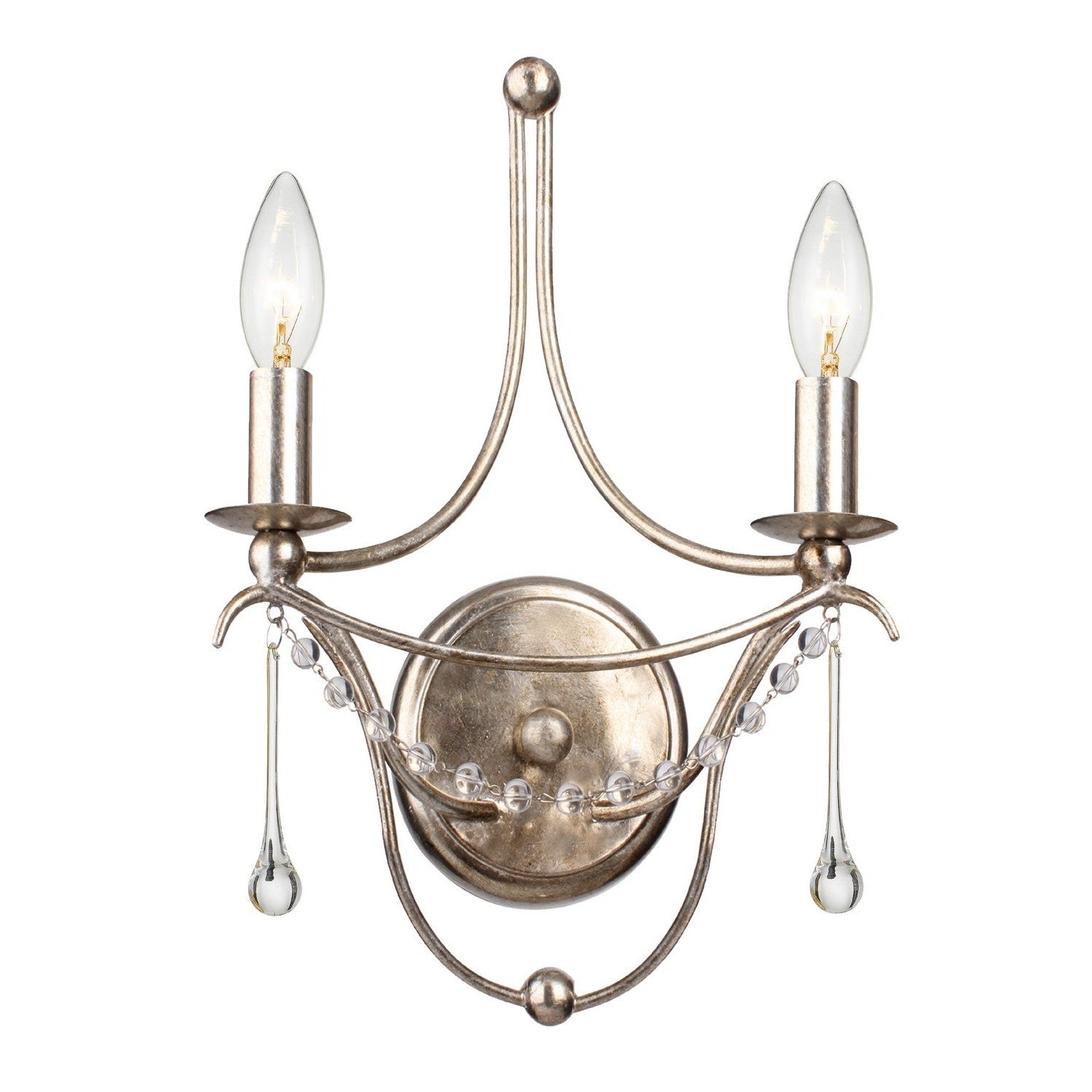 Crystorama - 422-SA - Two Light Wall Sconce - Metro - Antique Silver