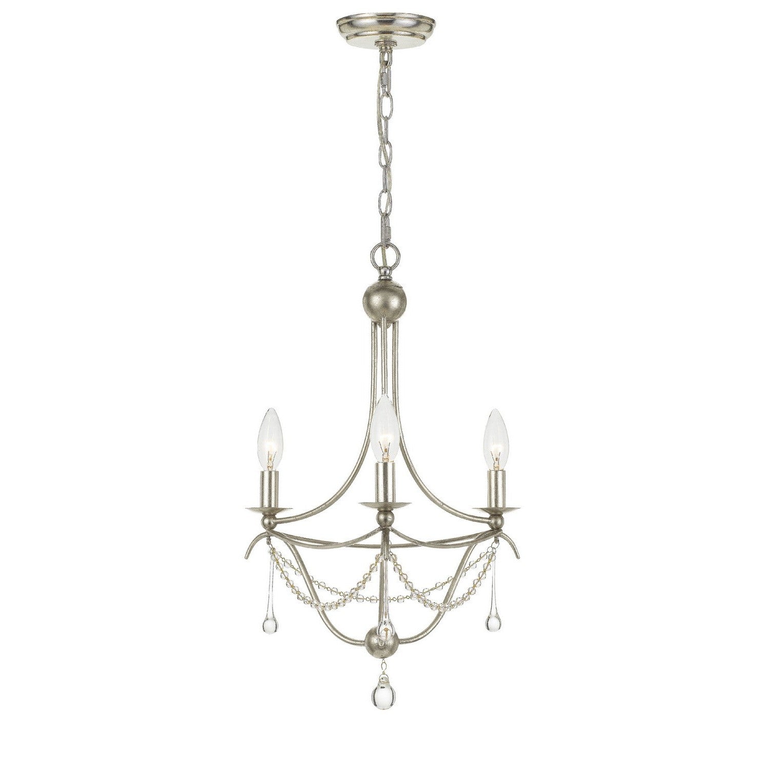 Crystorama - 423-SA - Three Light Mini Chandelier - Metro - Antique Silver