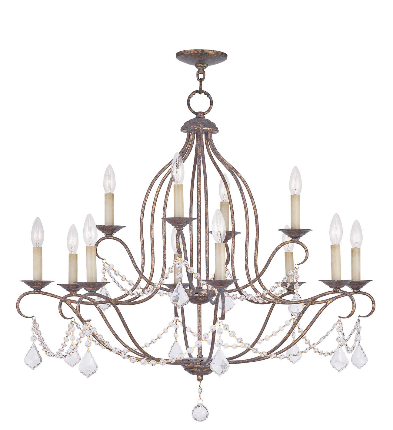 Livex Lighting - 6438-71 - 12 Light Chandelier - Chesterfield - Hand Applied Venetian Golden Bronze