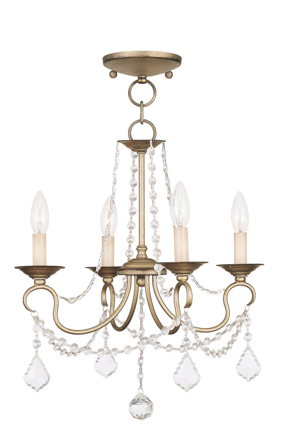 Livex Lighting - 6514-73 - Four Light Mini Chandelier/Ceiling Mount - Pennington - Hand Applied Antique Silver Leaf