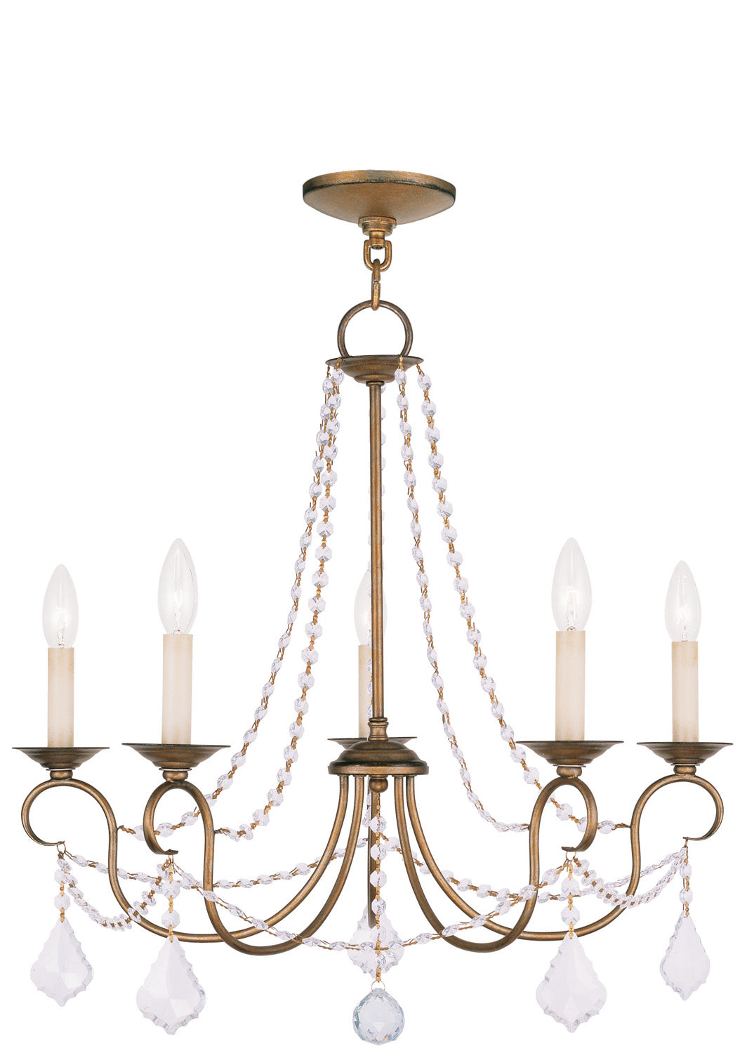 Livex Lighting - 6515-48 - Five Light Chandelier - Pennington - Hand Applied Antique Gold Leaf