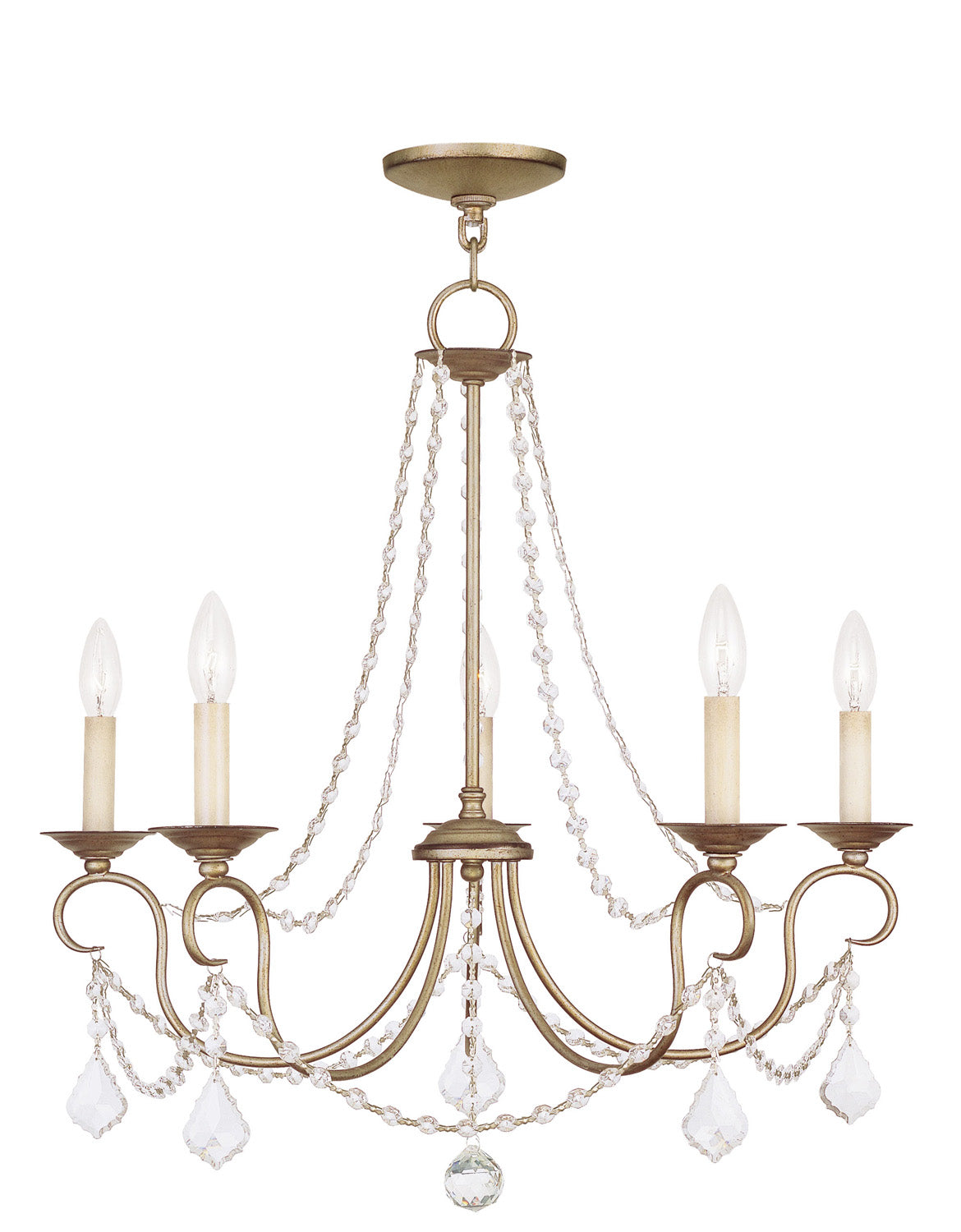 Livex Lighting - 6515-73 - Five Light Chandelier - Pennington - Hand Applied Antique Silver Leaf