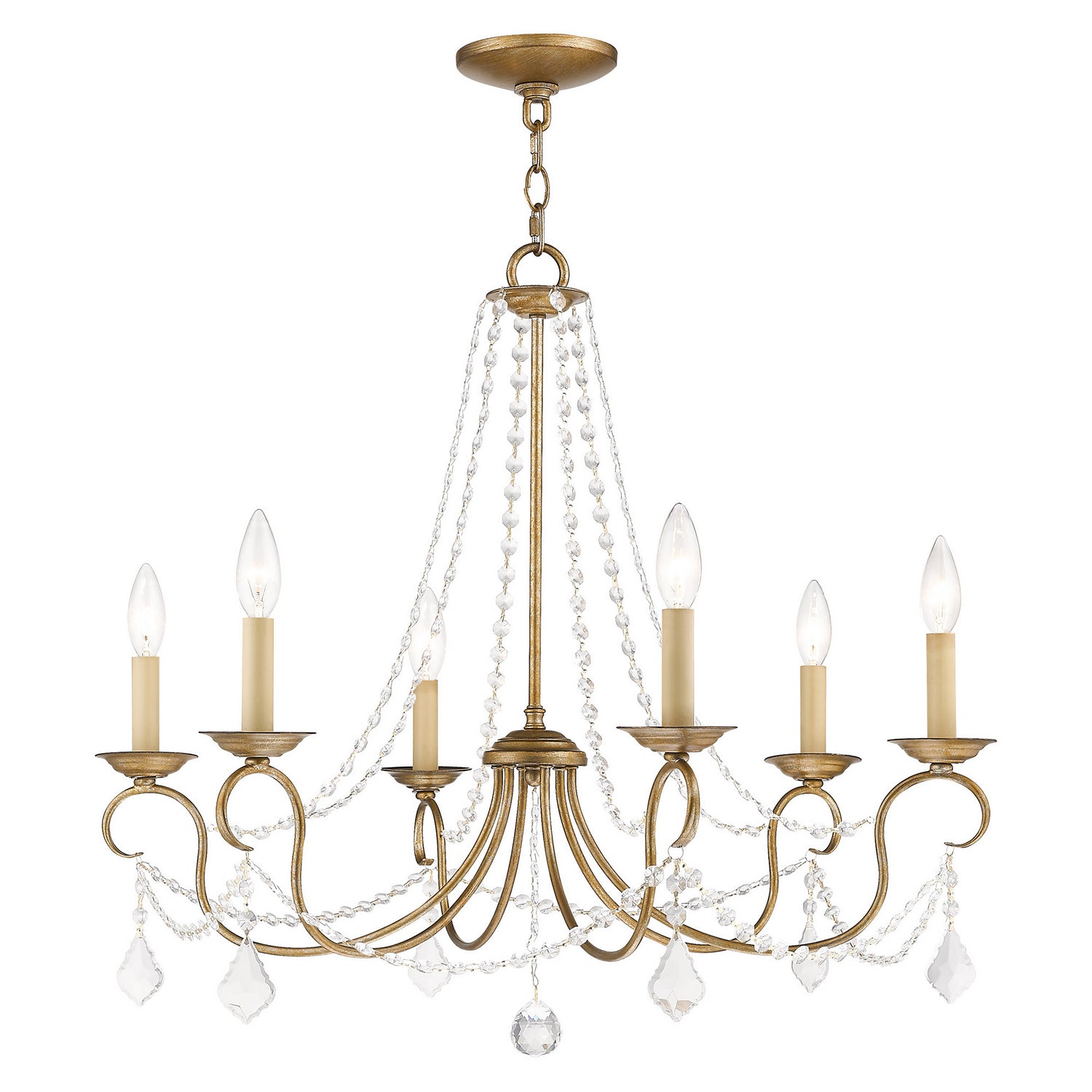 Livex Lighting - 6516-48 - Six Light Chandelier - Pennington - Hand Applied Antique Gold Leaf