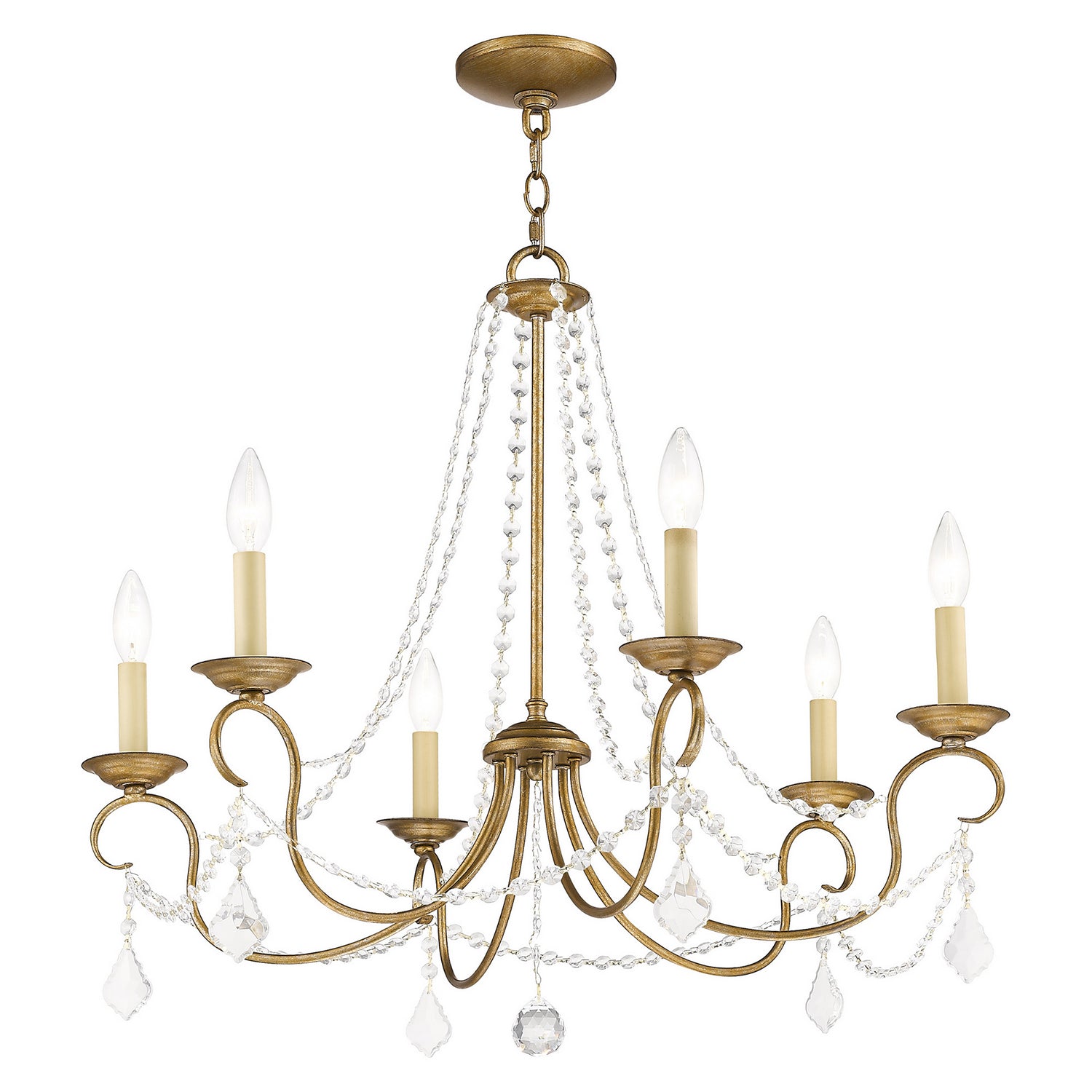 Livex Lighting - 6516-48 - Six Light Chandelier - Pennington - Hand Applied Antique Gold Leaf
