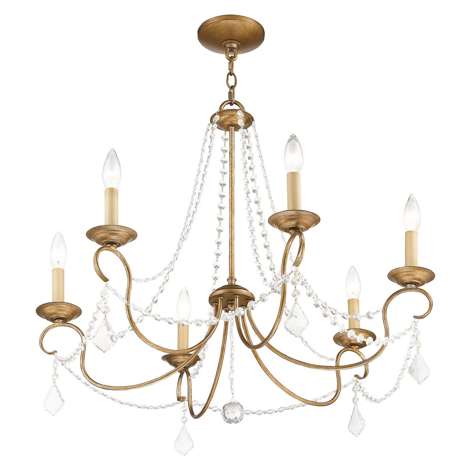 Livex Lighting - 6516-48 - Six Light Chandelier - Pennington - Hand Applied Antique Gold Leaf