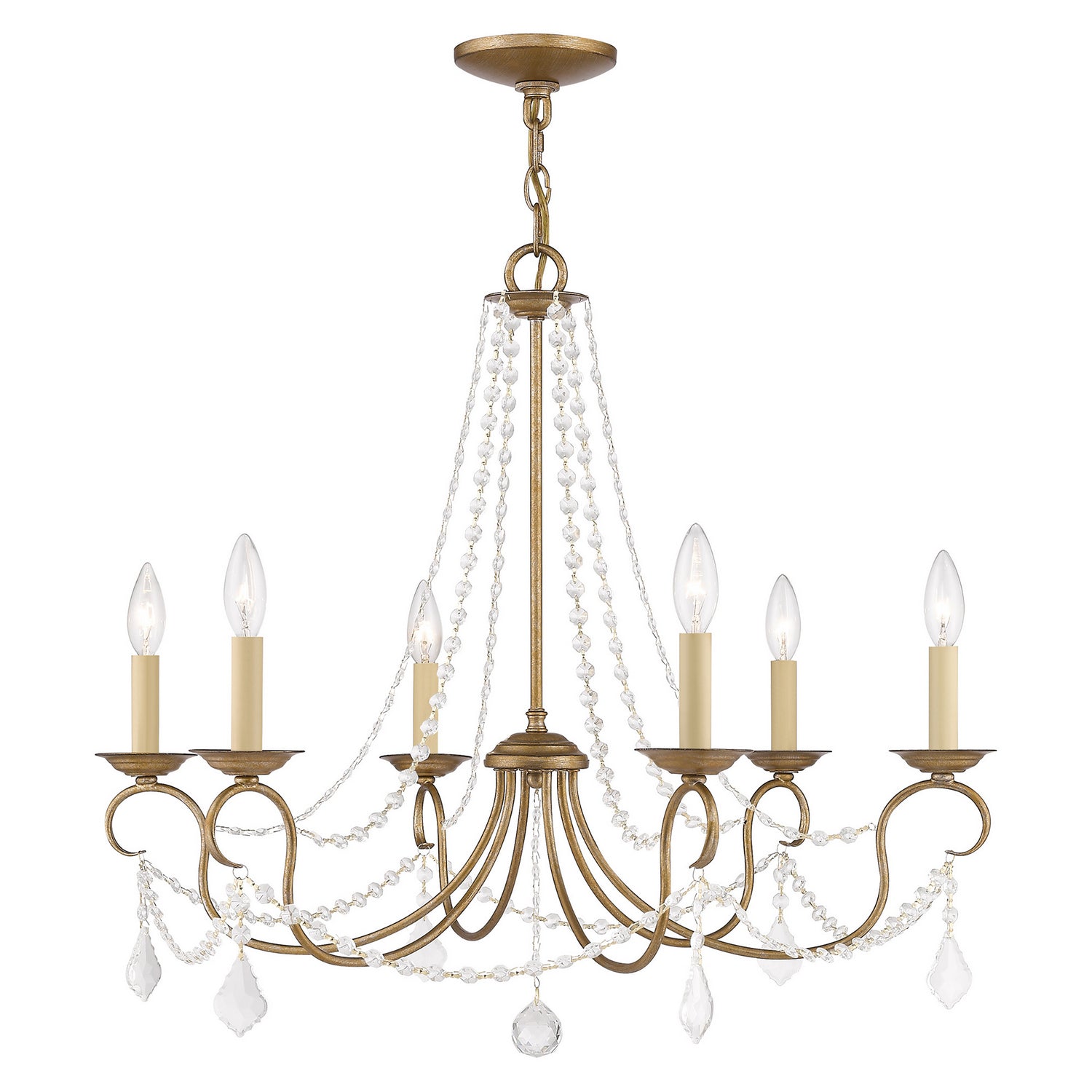 Livex Lighting - 6516-48 - Six Light Chandelier - Pennington - Hand Applied Antique Gold Leaf