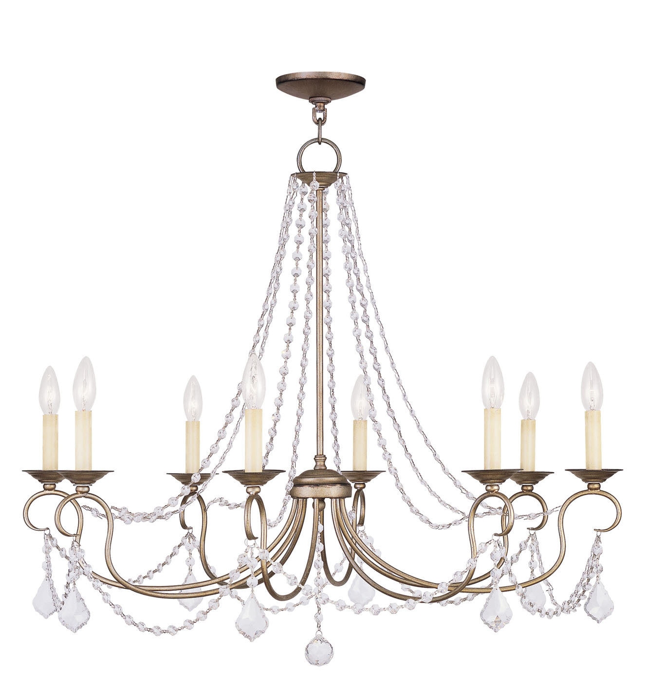 Livex Lighting - 6518-73 - Eight Light Chandelier - Pennington - Hand Applied Antique Silver Leaf