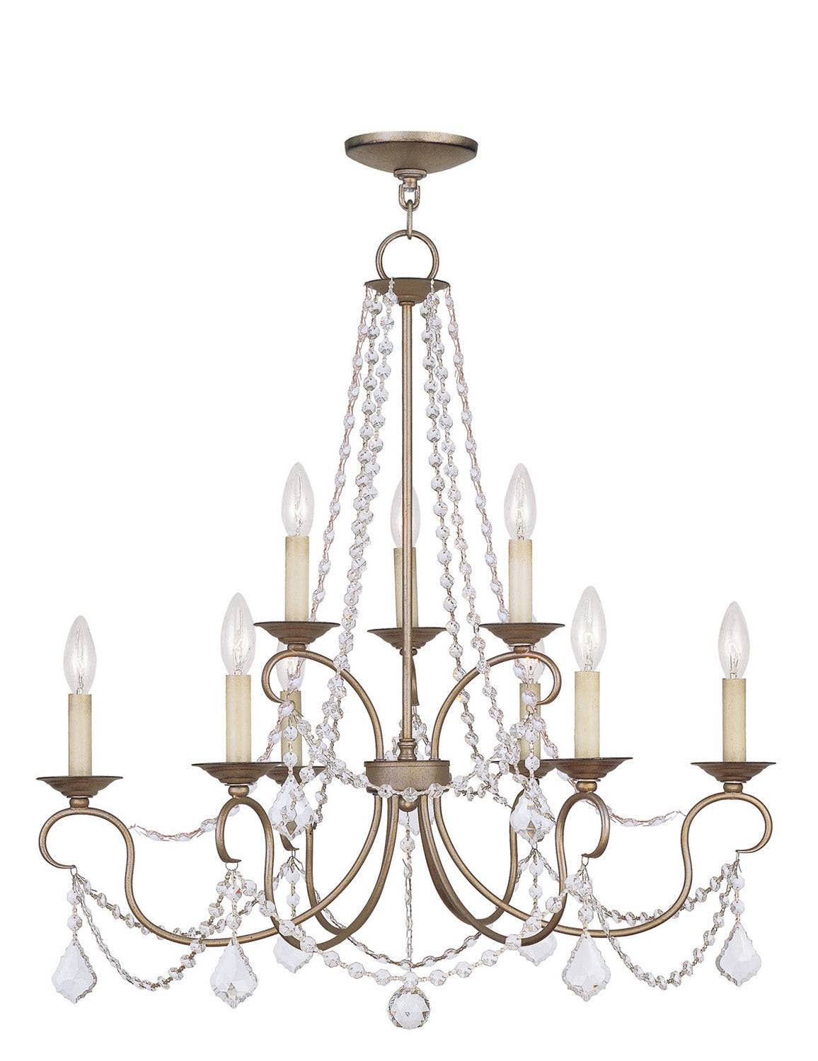 Livex Lighting - 6519-73 - Nine Light Chandelier - Pennington - Hand Applied Antique Silver Leaf