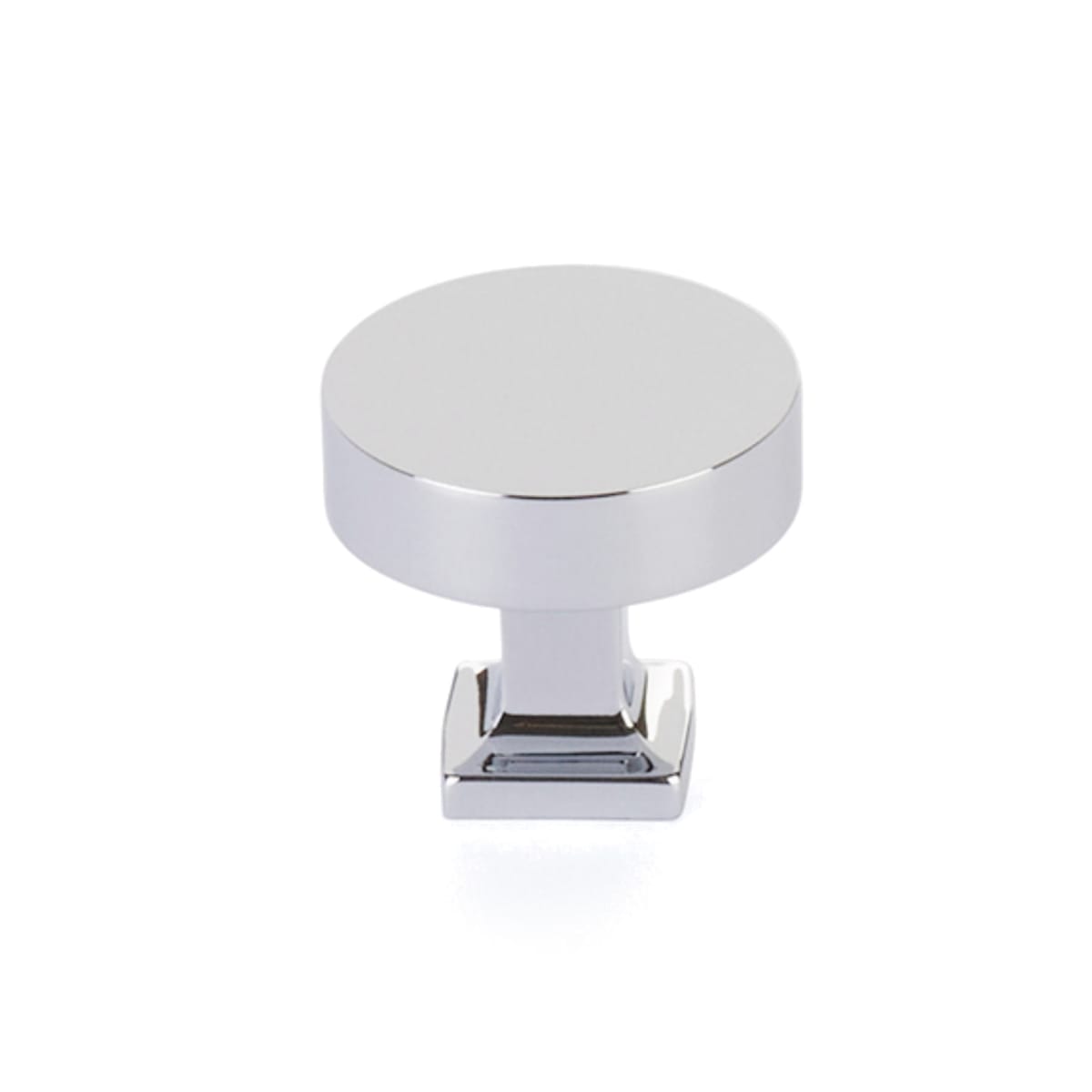 Haniburton 1-1/4" Flat Disc Round Solid Brass Luxury Cabinet Knob / Drawer Knob with Square Base
