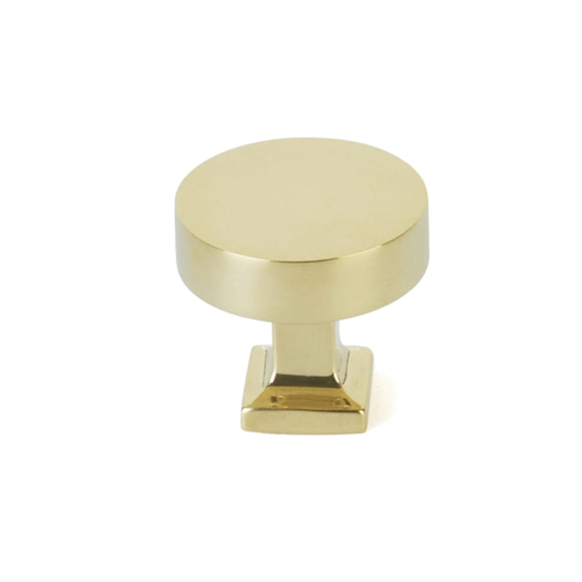 Haniburton 1-1/4" Flat Disc Round Solid Brass Luxury Cabinet Knob / Drawer Knob with Square Base