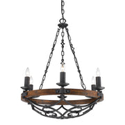 Golden - 1821-6 BI - Six Light Chandelier - Madera - Black Iron