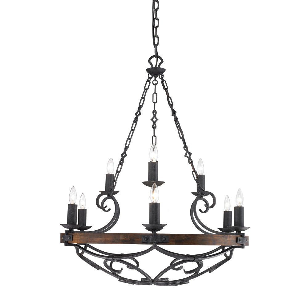 Golden - 1821-9 BI - Nine Light Chandelier - Madera - Black Iron