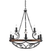 Golden - 1821-9 BI - Nine Light Chandelier - Madera - Black Iron