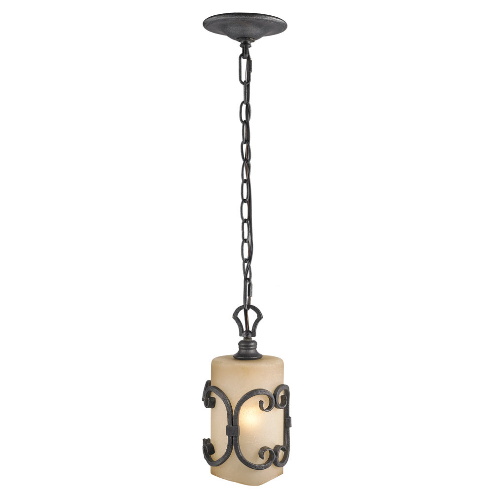 Golden - 1821-M1L BI - One Light Mini Pendant - Madera - Black Iron