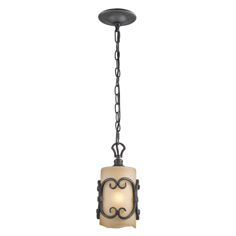 Golden - 1821-M1L BI - One Light Mini Pendant - Madera - Black Iron