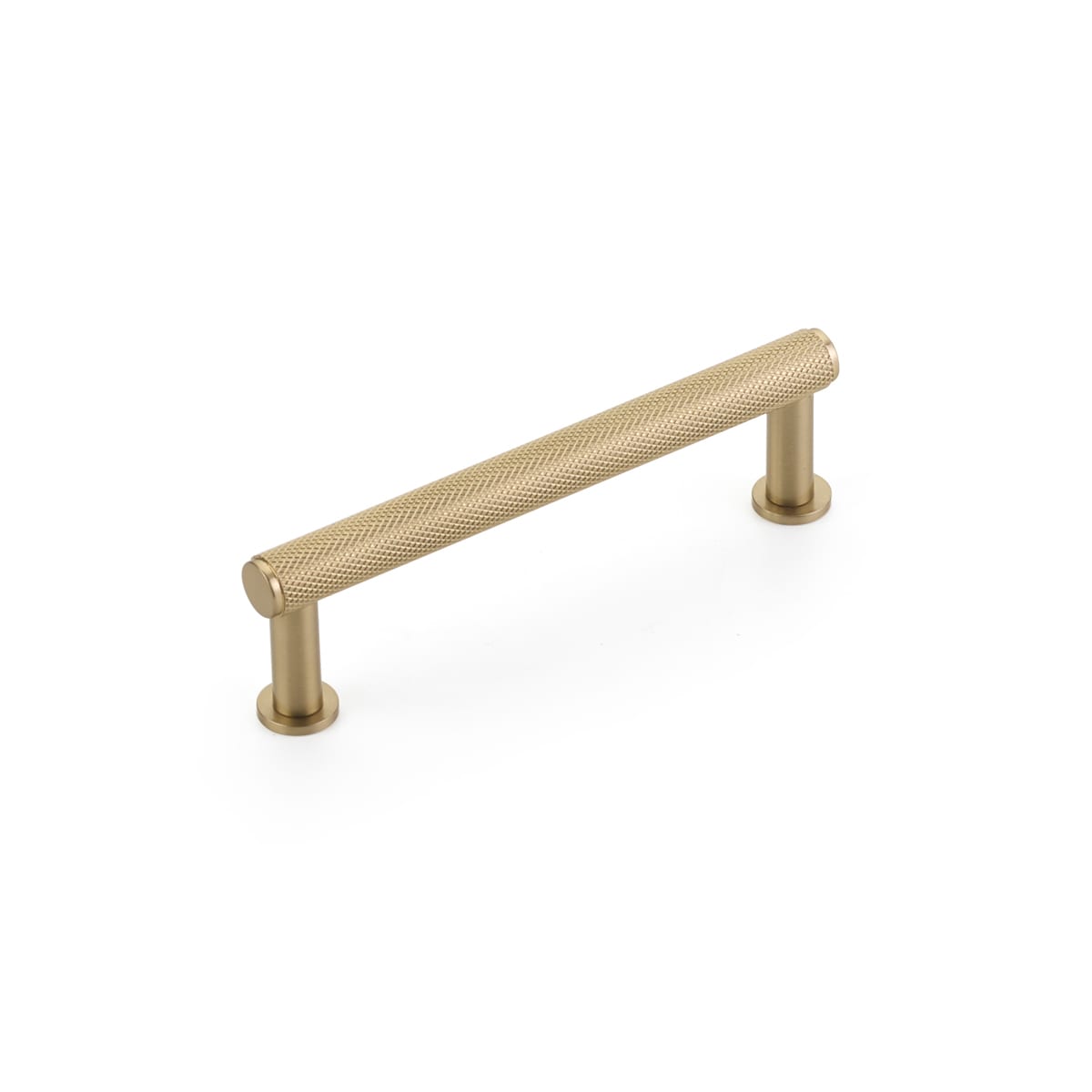 Schaub and Company - 5004-SSB - Pub House 4" Center to Center Knurled Handle Solid Brass Cabinet Bar Handle / Drawer Bar Pull in Signature Satin Brass