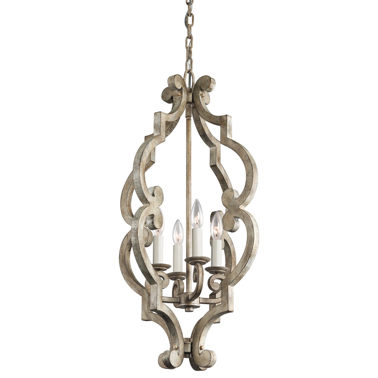 Kichler - 43255DAW - Four Light Foyer Pendant - Hayman Bay - Distressed Antique White