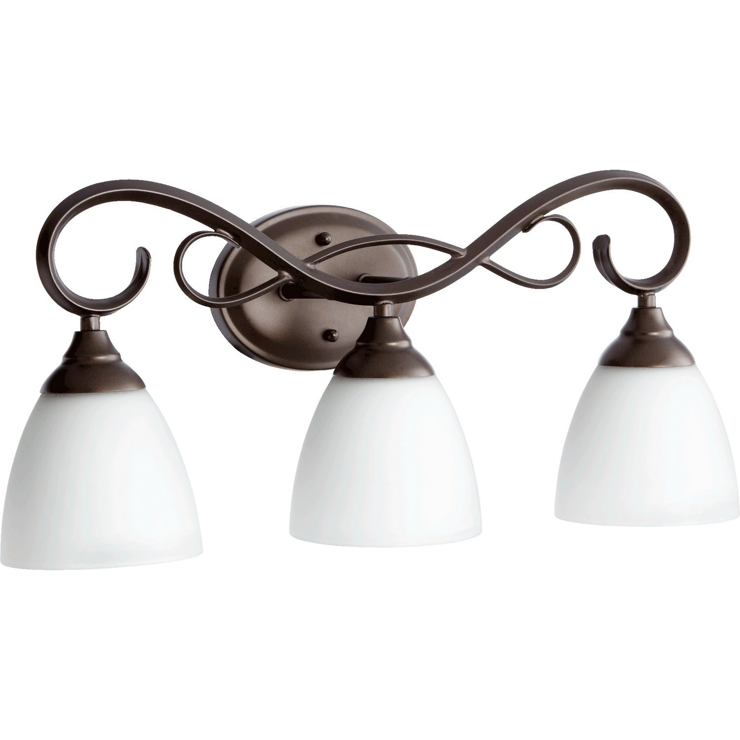 Quorum - 5108-3-86 - Three Light Vanity - Powell - Oiled Bronze w/ Satin Opal