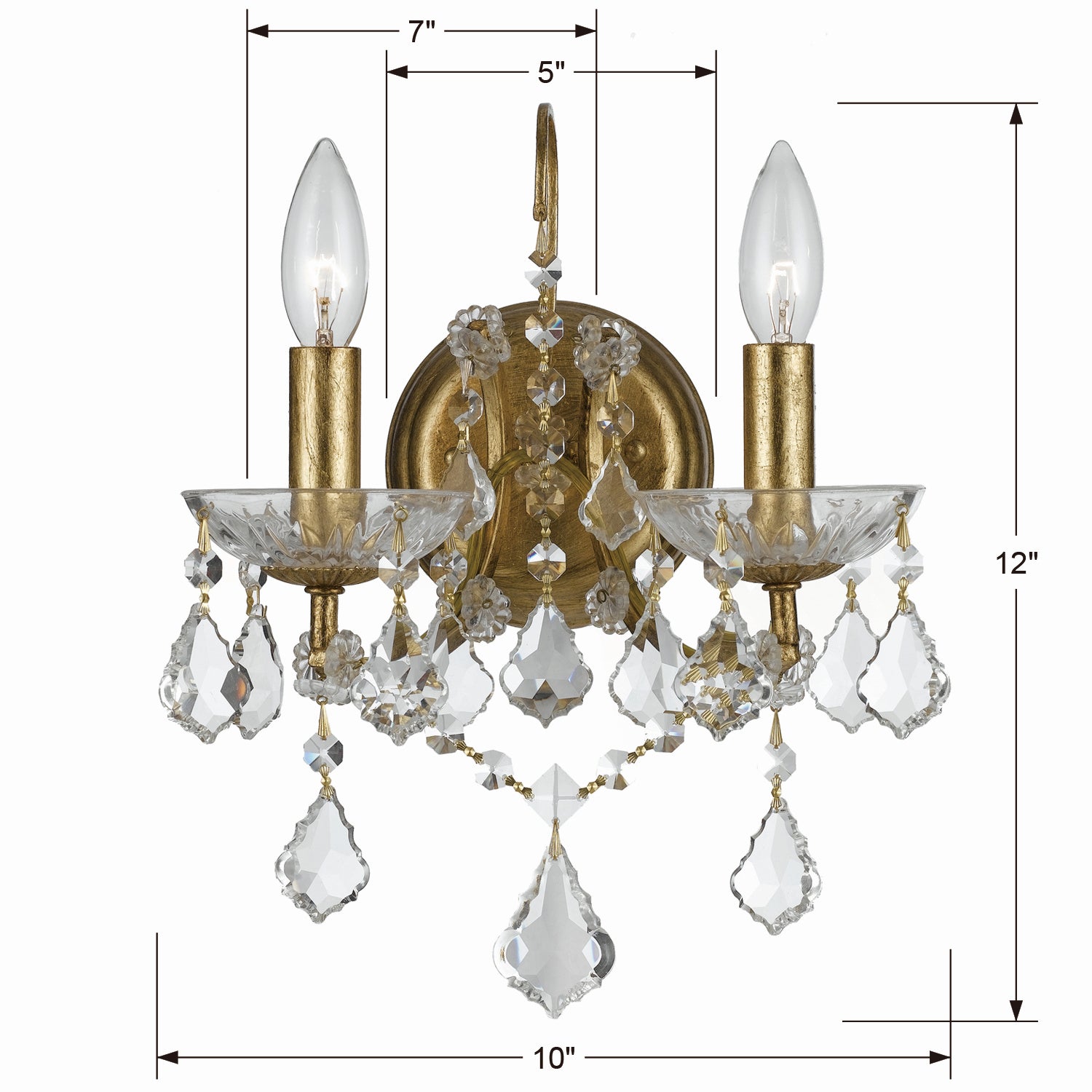 Crystorama - 4452-GA-CL-MWP - Two Light Wall Sconce - Filmore - Antique Gold
