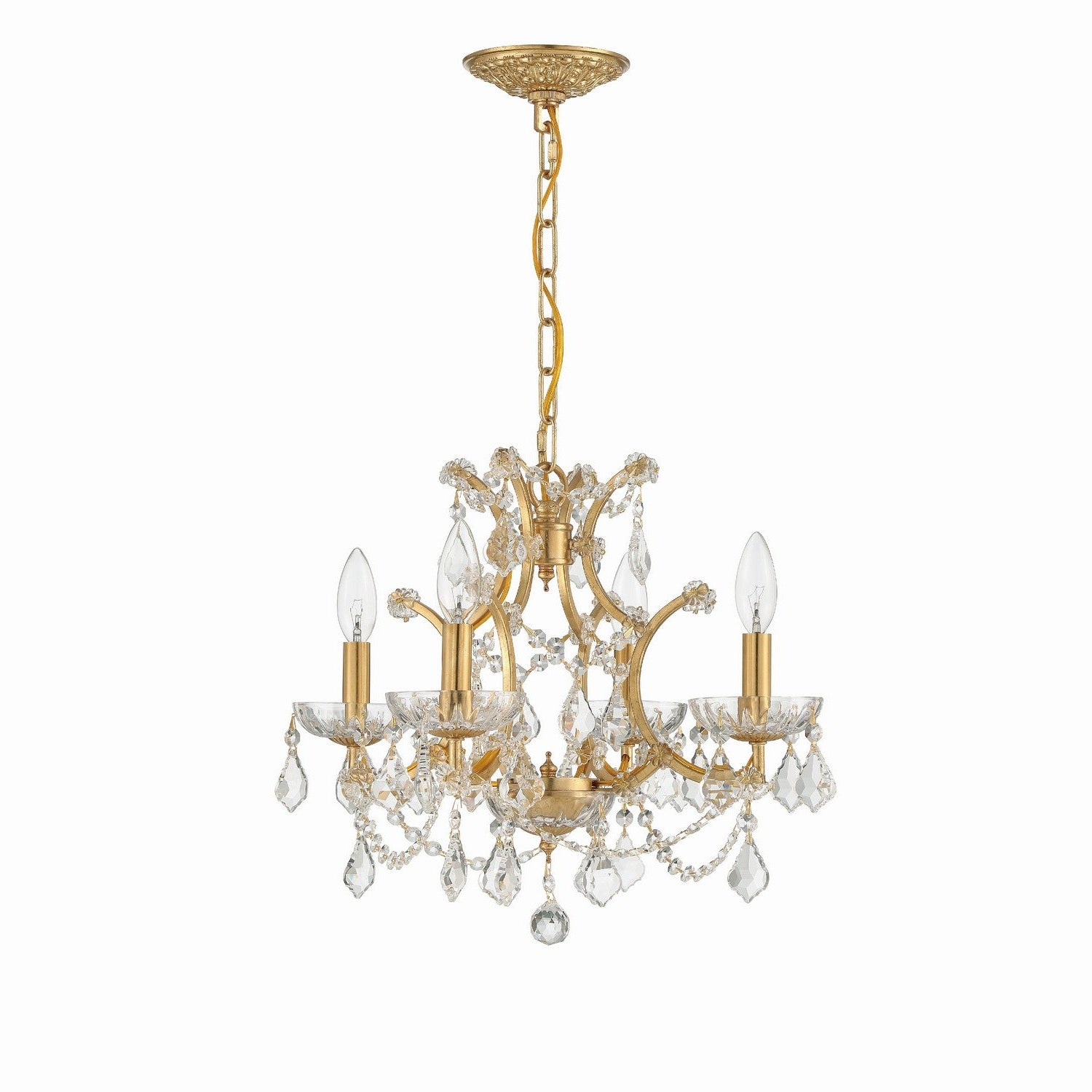 Crystorama - 4454-GA-CL-MWP - Four Light Mini Chandelier - Filmore - Antique Gold