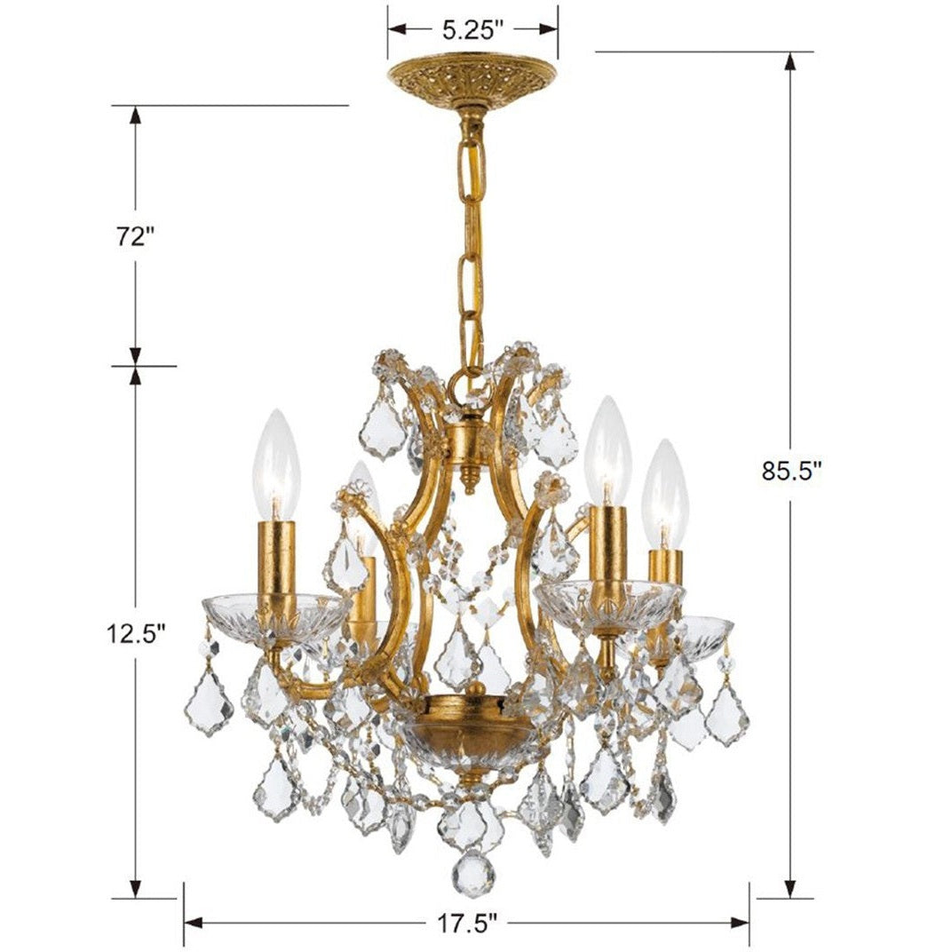 Crystorama - 4454-GA-CL-SAQ - Four Light Mini Chandelier - Filmore - Antique Gold