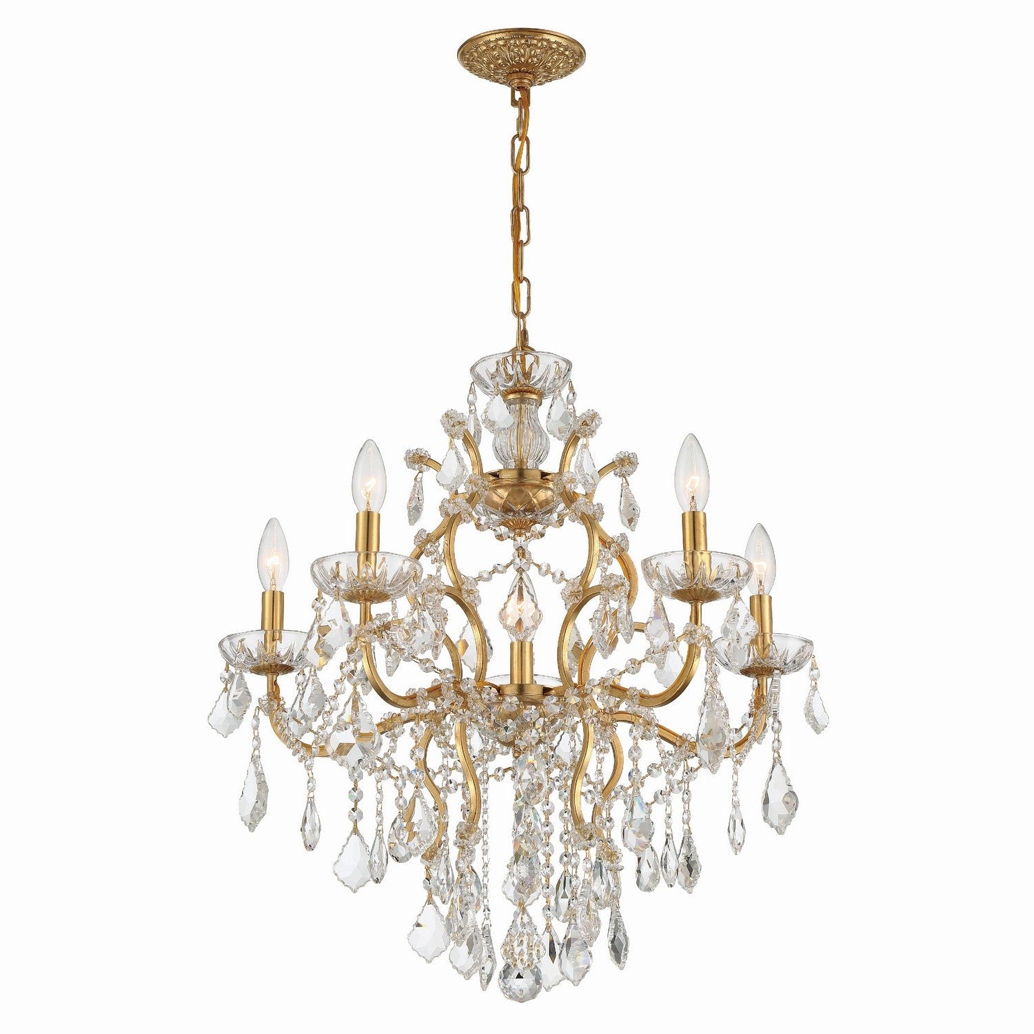Crystorama - 4455-GA-CL-MWP - Six Light Chandelier - Filmore - Antique Gold
