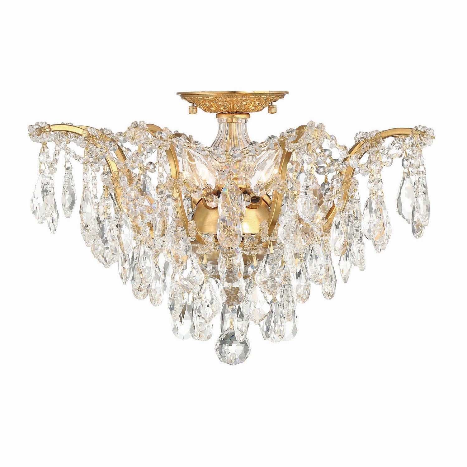 Crystorama - 4457-GA-CL-MWP - Five Light Flush Mount - Filmore - Antique Gold