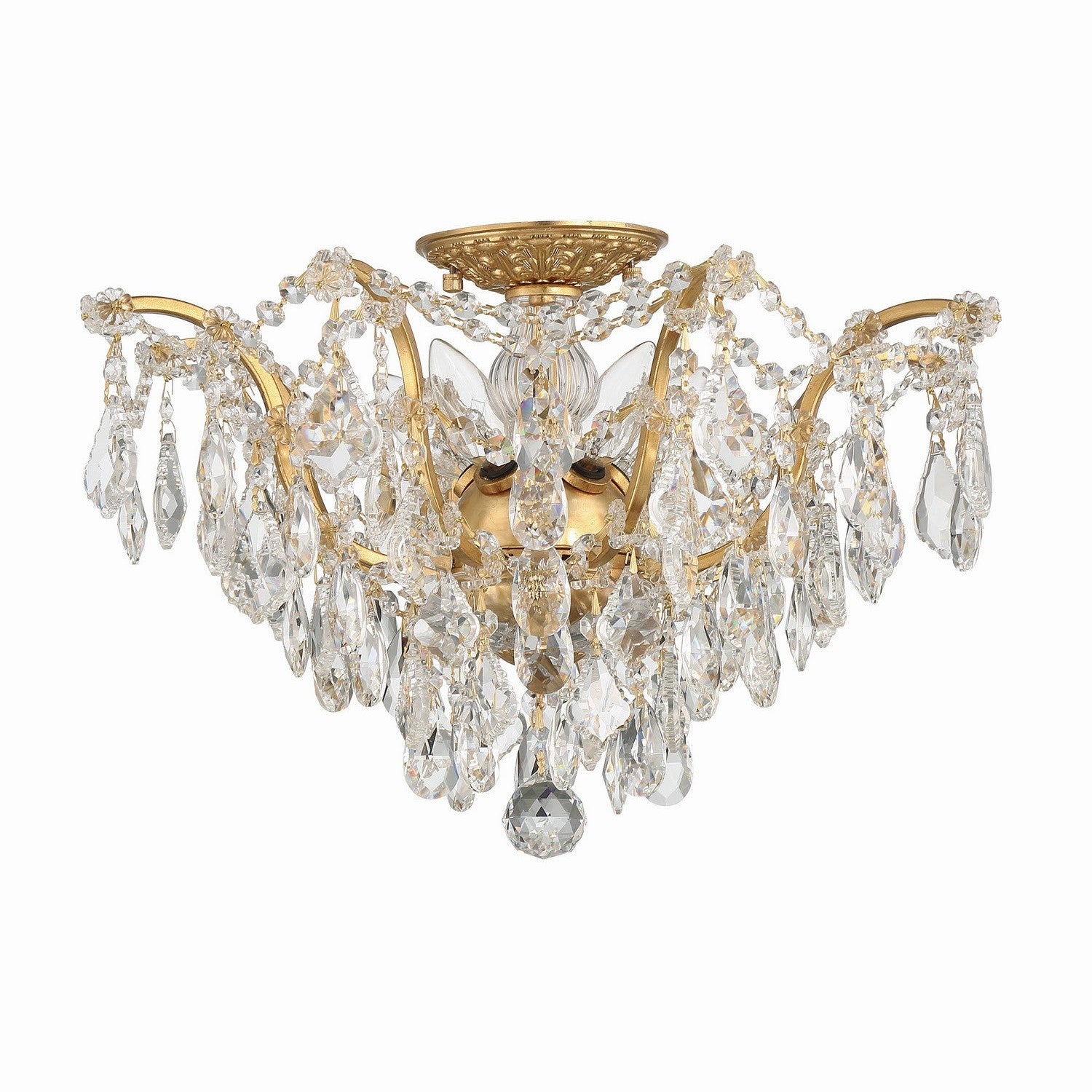 Crystorama - 4457-GA-CL-MWP - Five Light Flush Mount - Filmore - Antique Gold
