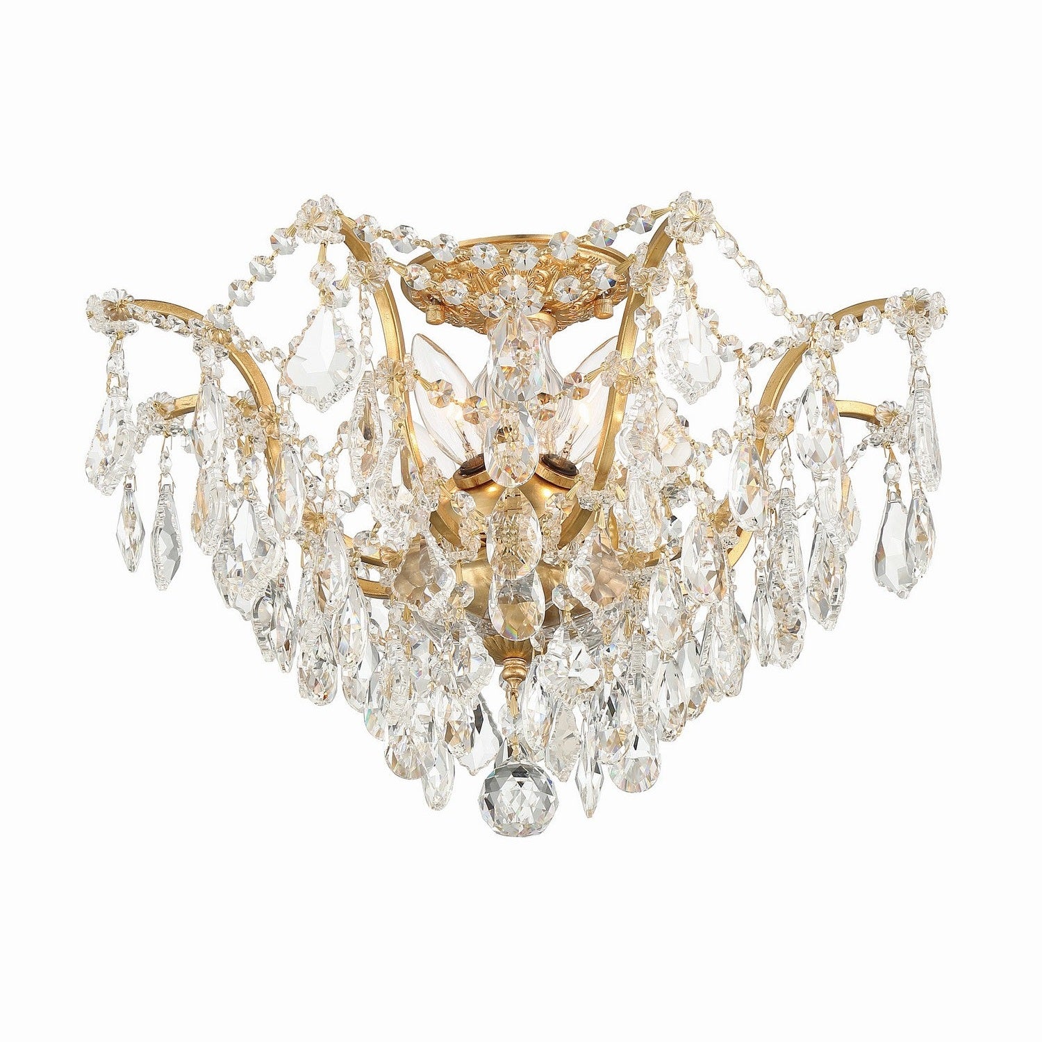 Crystorama - 4457-GA-CL-MWP - Five Light Flush Mount - Filmore - Antique Gold
