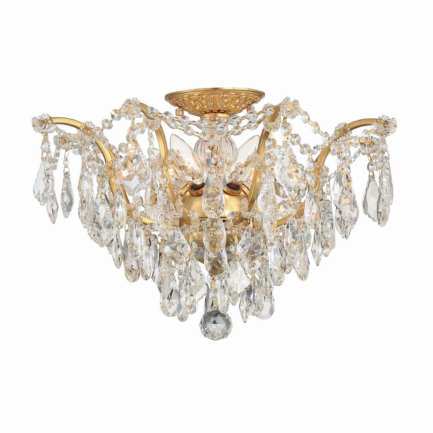 Crystorama - 4457-GA-CL-MWP - Five Light Flush Mount - Filmore - Antique Gold