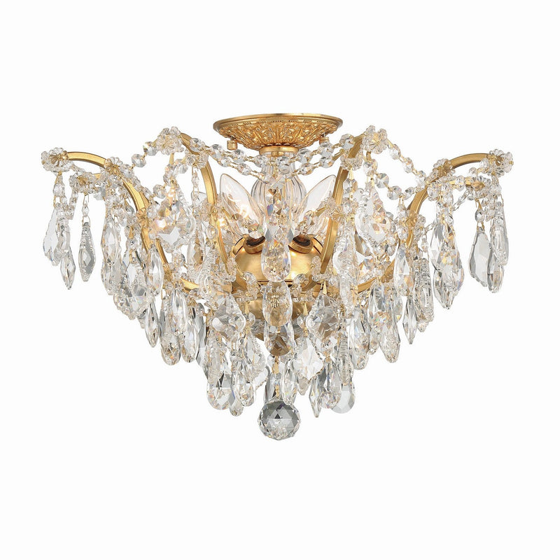 Crystorama - 4457-GA-CL-S - Five Light Flush Mount - Filmore - Antique Gold