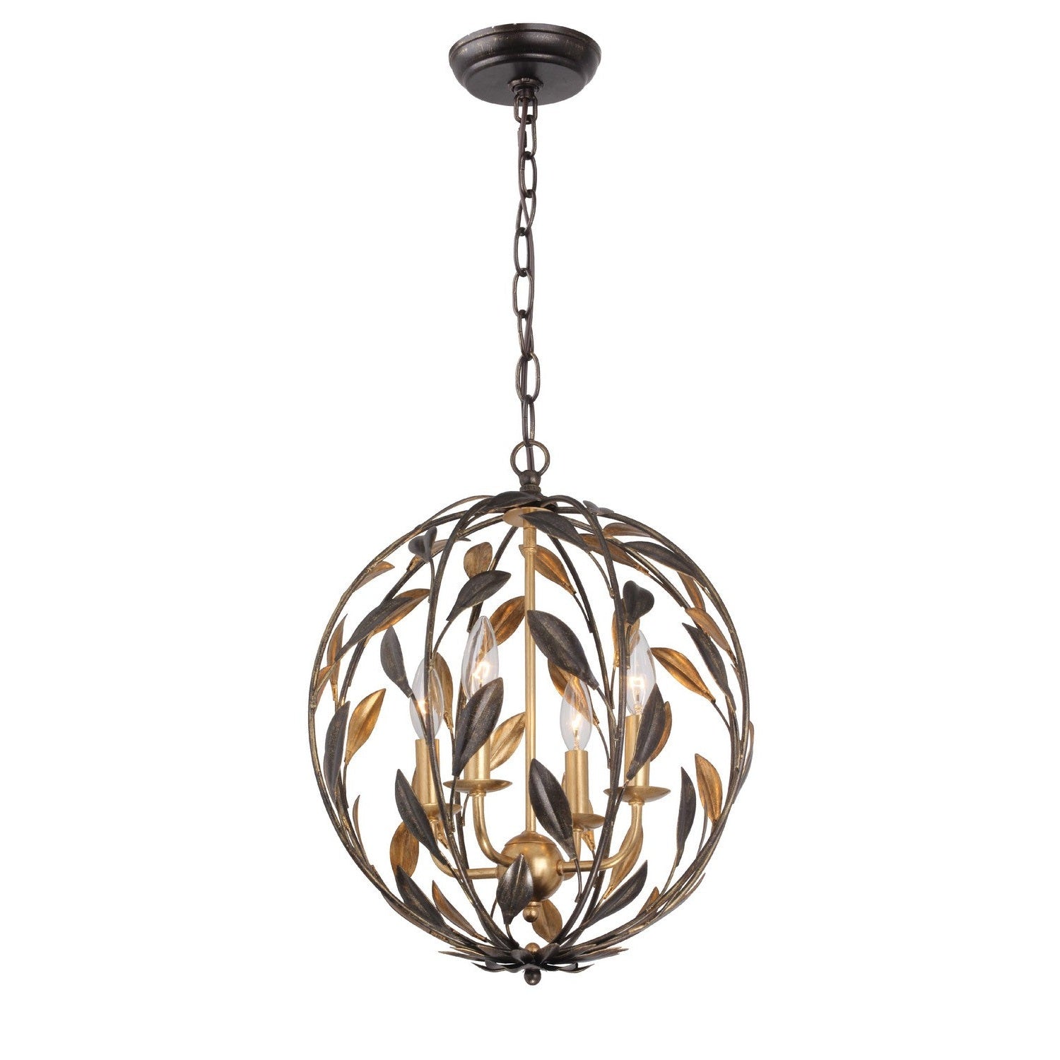 Crystorama - 504-EB-GA - Four Light Mini Chandelier - Broche - English Bronze + Antique Gold