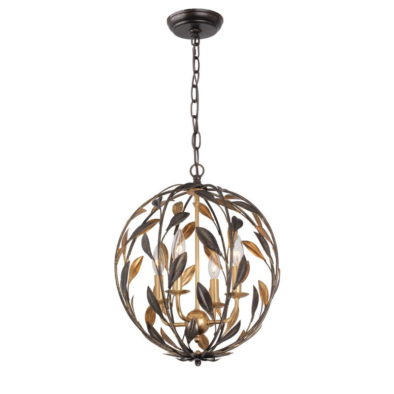 Crystorama - 504-EB-GA - Four Light Mini Chandelier - Broche - English Bronze + Antique Gold