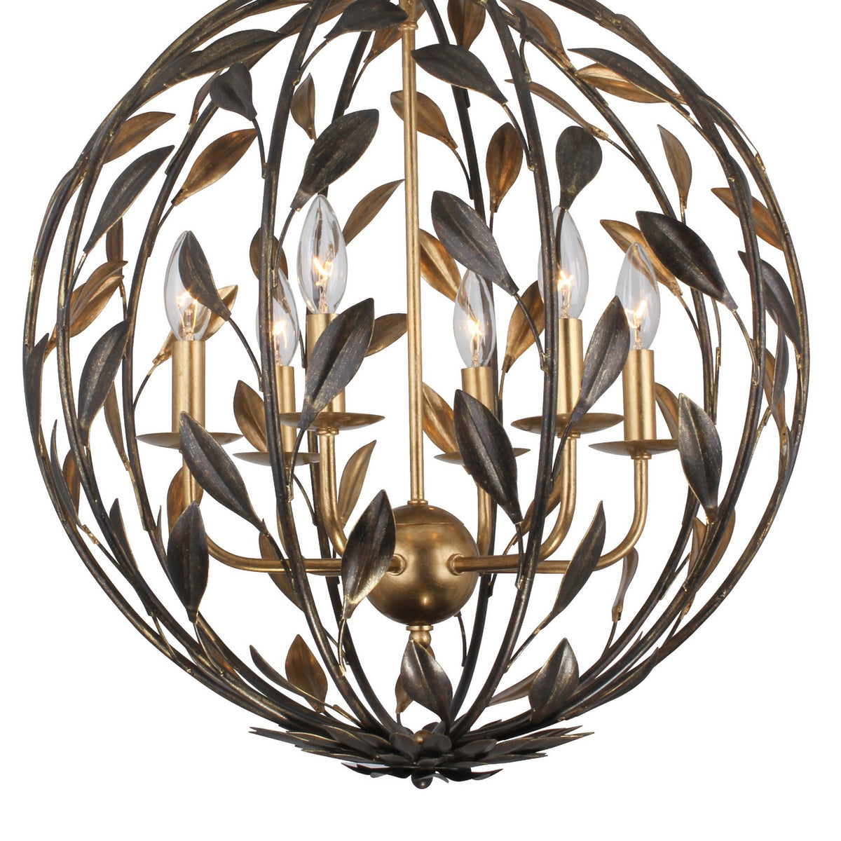 Crystorama - 506-EB-GA - Six Light Chandelier - Broche - English Bronze + Antique Gold