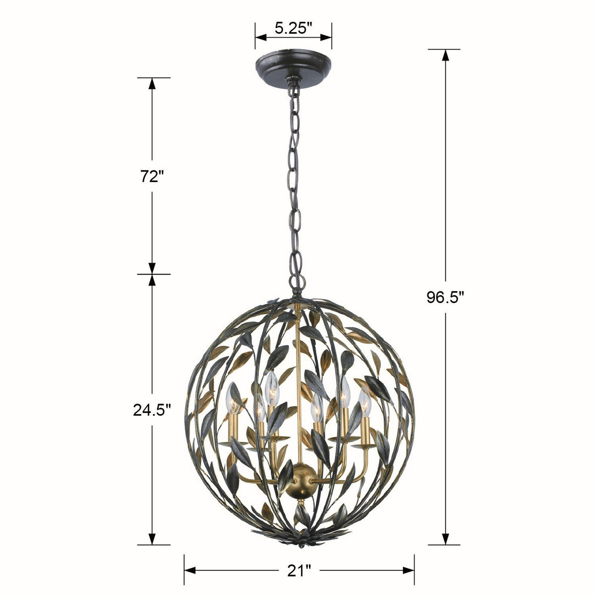 Crystorama - 506-EB-GA - Six Light Chandelier - Broche - English Bronze + Antique Gold