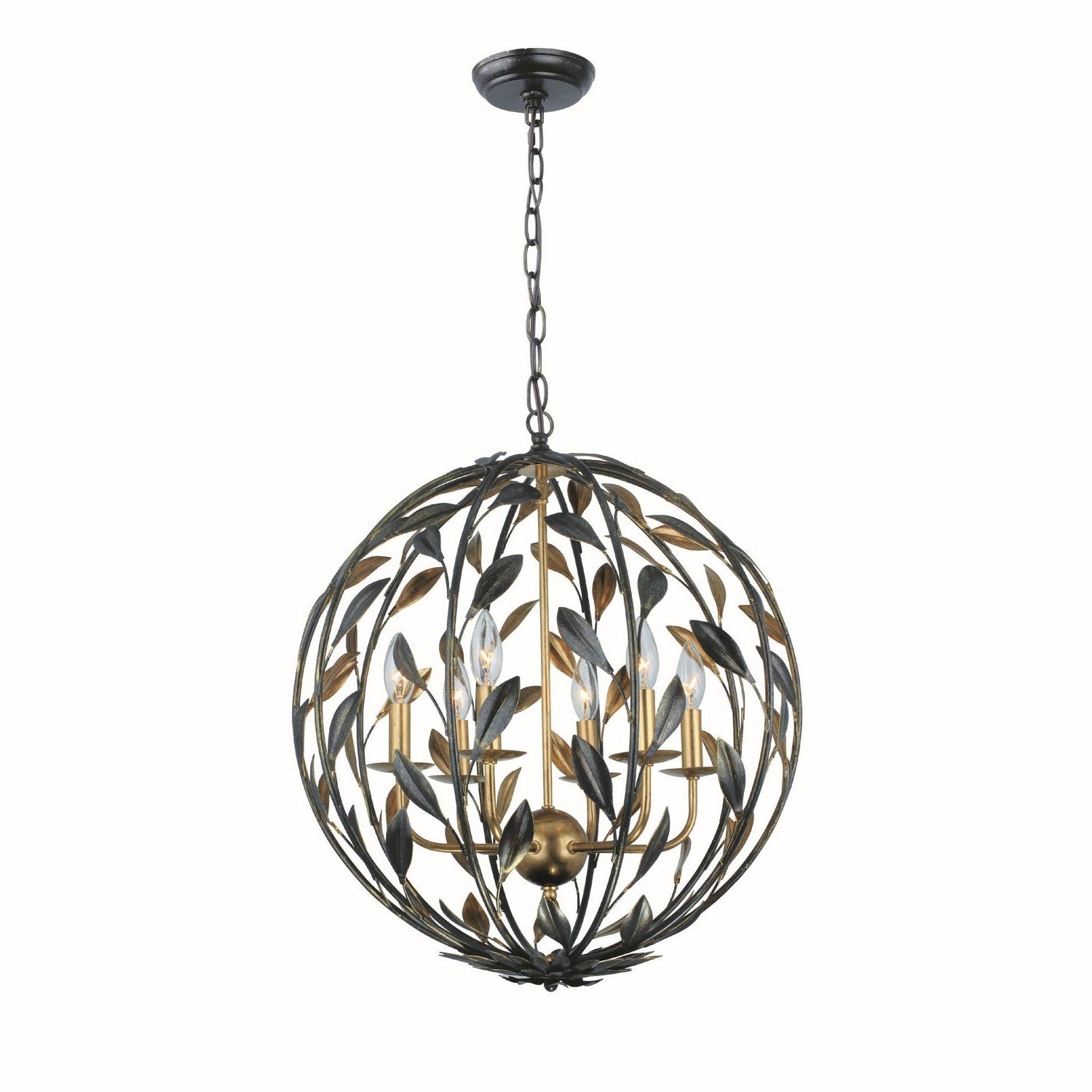 Crystorama - 506-EB-GA - Six Light Chandelier - Broche - English Bronze + Antique Gold