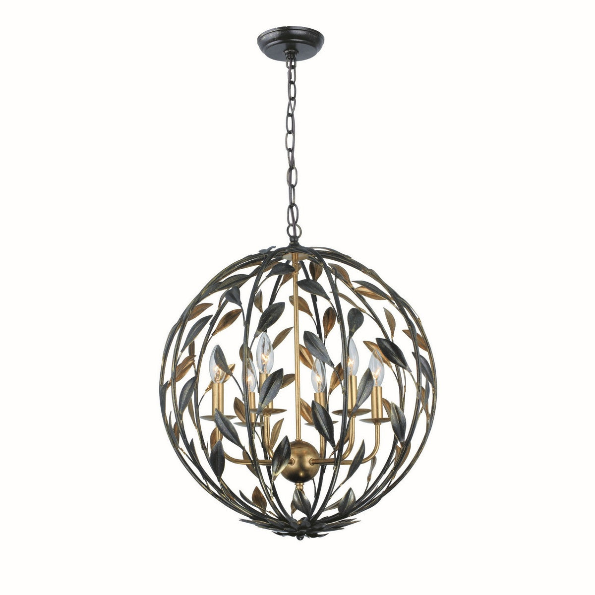Crystorama - 506-EB-GA - Six Light Chandelier - Broche - English Bronze + Antique Gold