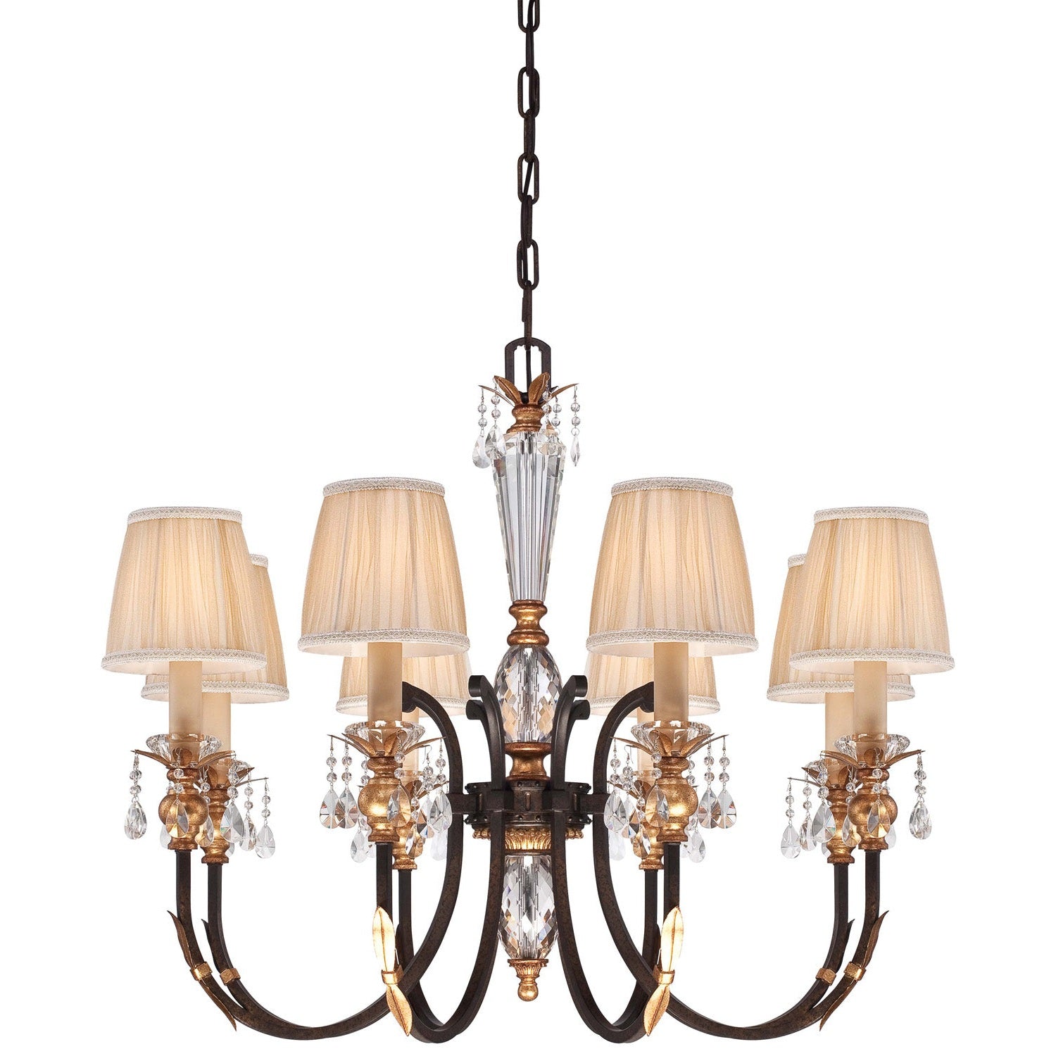 Metropolitan - N6648-258B - Eight Light Chandelier - Bella Cristallo - French Bronze With Gold Leaf Highlights