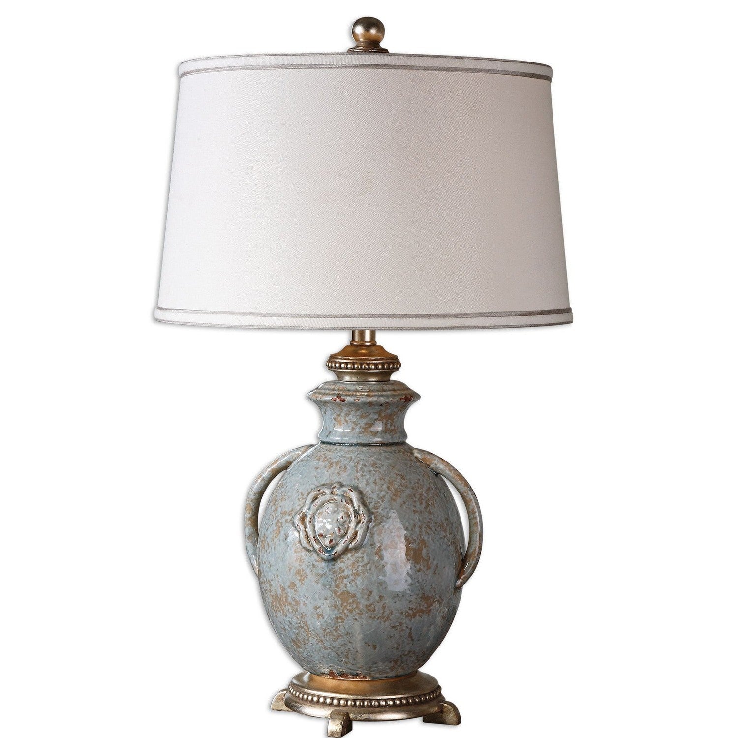 Uttermost - 26483 - One Light Table Lamp - Cancello - Light Blue, Rust, Tan and Silver Leaf