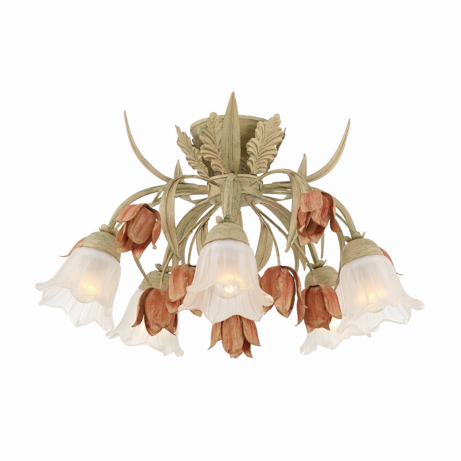 Crystorama - 4800-SR - Five Light Semi Flush Mount - Southport - Sage Rose