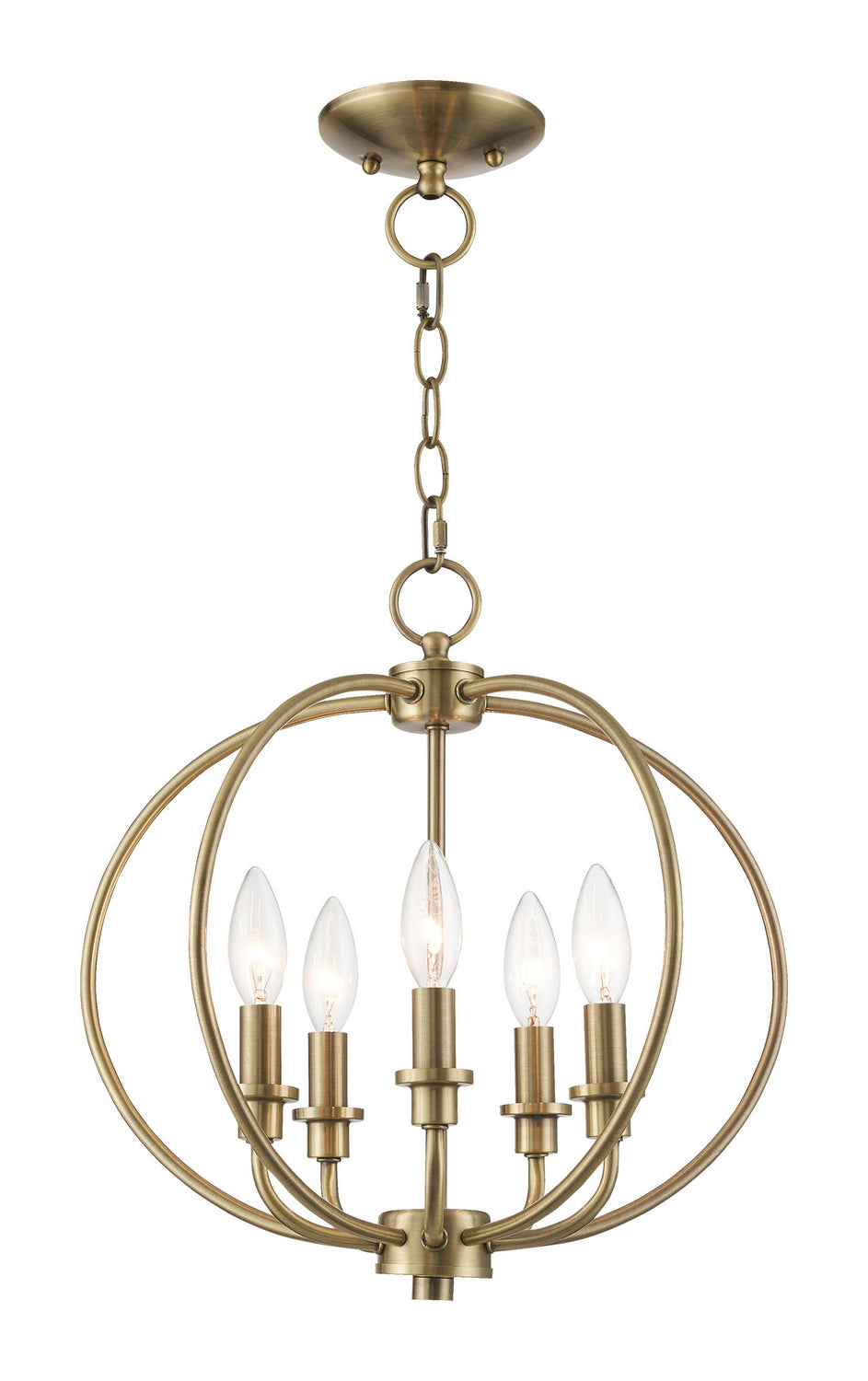 Livex Lighting - 4665-01 - Five Light Mini Chandelier/Ceiling Mount - Milania - Antique Brass