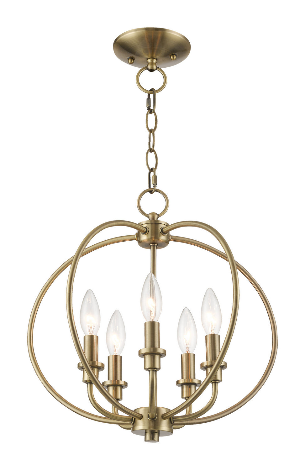 Livex Lighting - 4665-01 - Five Light Mini Chandelier/Ceiling Mount - Milania - Antique Brass